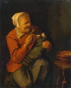 Peasant Woman with a Cat by David Ryckaert